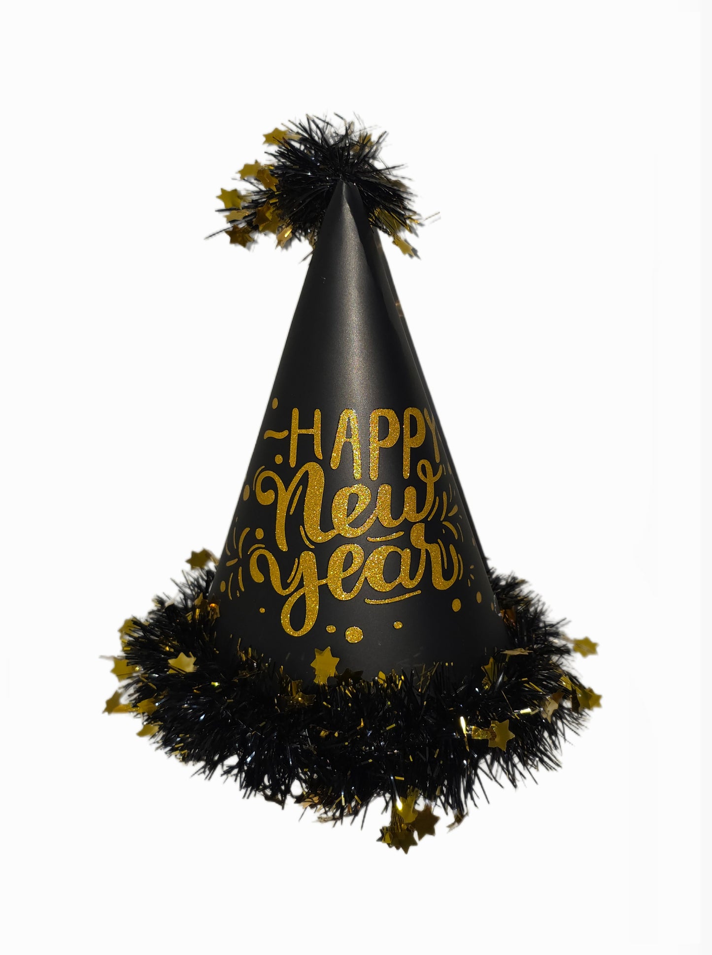 CAPPELLO IN CARTA NERO 25CM HAPPY NEW YEAR